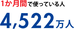 1か月間で使っている人4,522万人